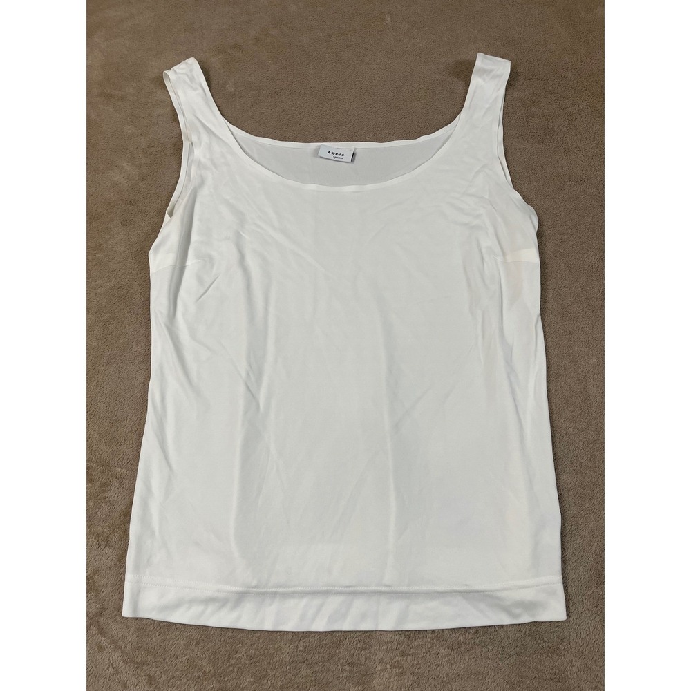 Akris Punto Tank Top Shirt Women's 12 White Viscose Scoop Neck Sleeveless EUC